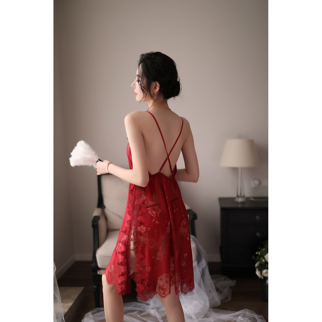 Đầm ngủ sexy đồ ngủ nữ ren gợi cảm xuyên thấu MINALADY cao cấp giá rẻ nhiều màu Đỏ, Đen, Trắng, Xám - XẺ HÔNG | BigBuy360 - bigbuy360.vn