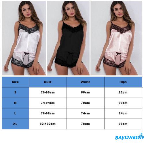 Đồ ngủ Satin 2 mảnh cỡ S-XL cho nữ