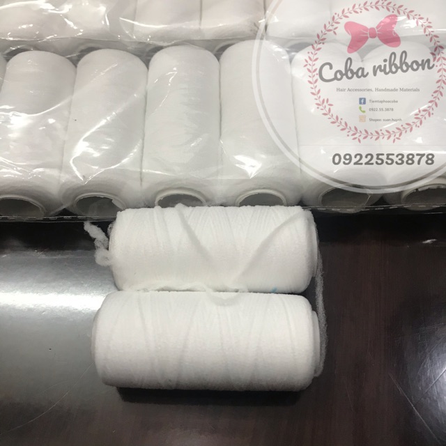 1 cuộn - Cuộn chỉ bông màu trắng chuyên dùng cột nơ cực kì tiện lợi