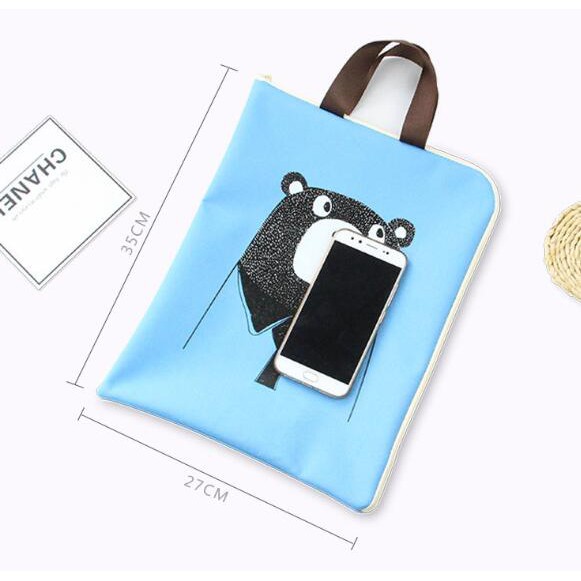 Túi Đựng iPad / Tài Liệu Khổ A4 Bằng Vải Canvas Chống Thấm Nước Có Khóa Kéo Đa Năng Tiện