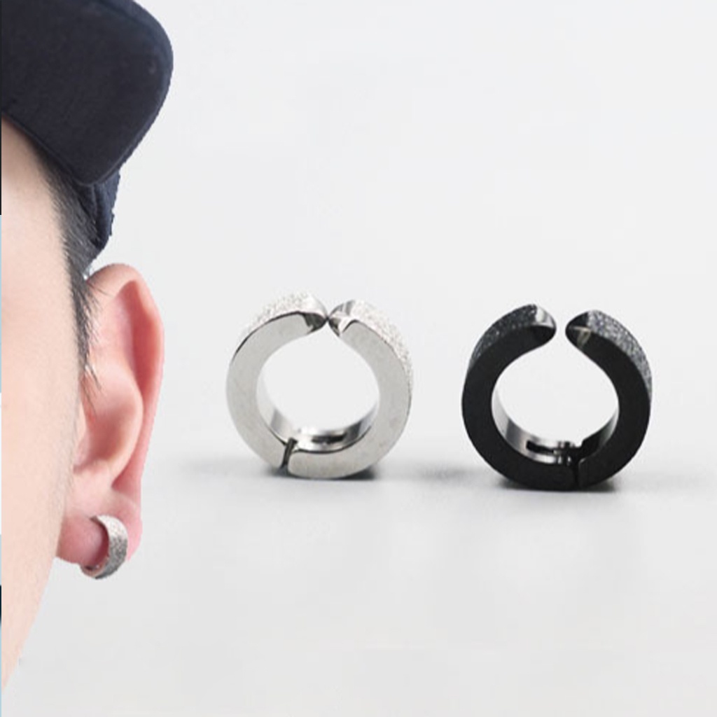 Khuyên tai kẹp không cần bấm lỗ, khuyên tai nam nữ đính đá zircon lấp lánh cao cấp