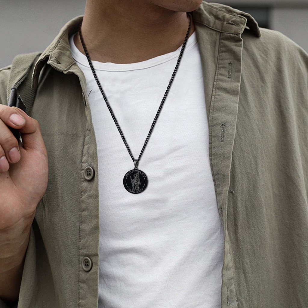 Dây Chuyền Mặt Thánh Christopher Michael The Archangel Bằng Thép Không Gỉ 45 / 50 / 60 / 70cm