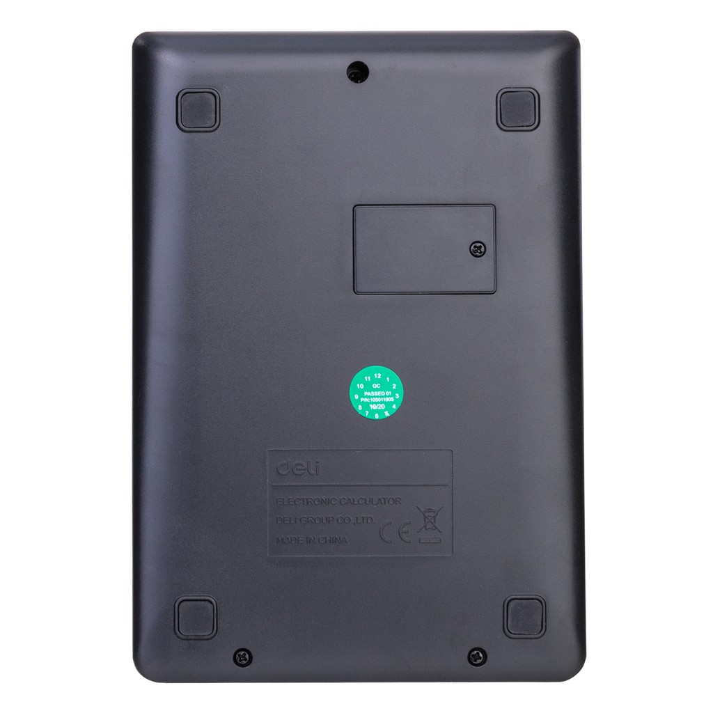 Máy tính cầm tay để bàn Deli - Màn hình LCD, sử dụng pin mặt trời - Đen - 1 chiếc - EM01320