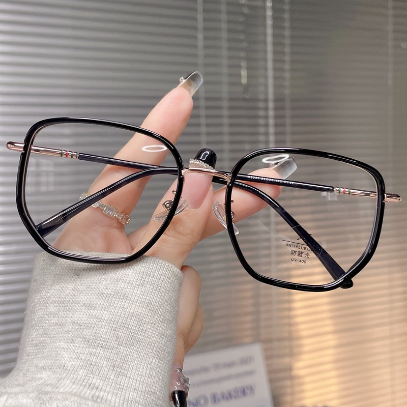 Mắt Kính Gọng Kim Loại Chống Bức Xạ Phong Cách Retro Hàn Quốc Cho Nam Nữ