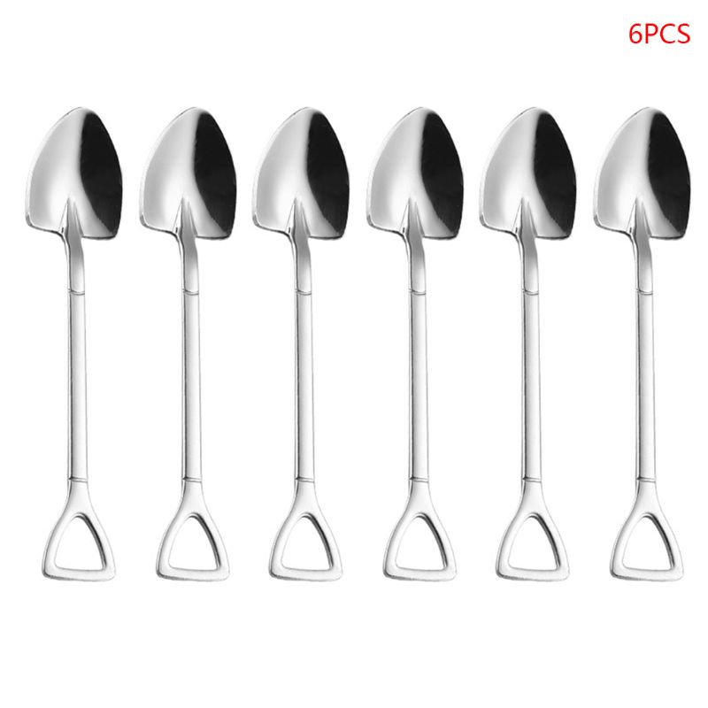 Set 6 / 7 Muỗng Khuấy Bằng Thép Không Gỉ Hình Xẻng Độc Đáo