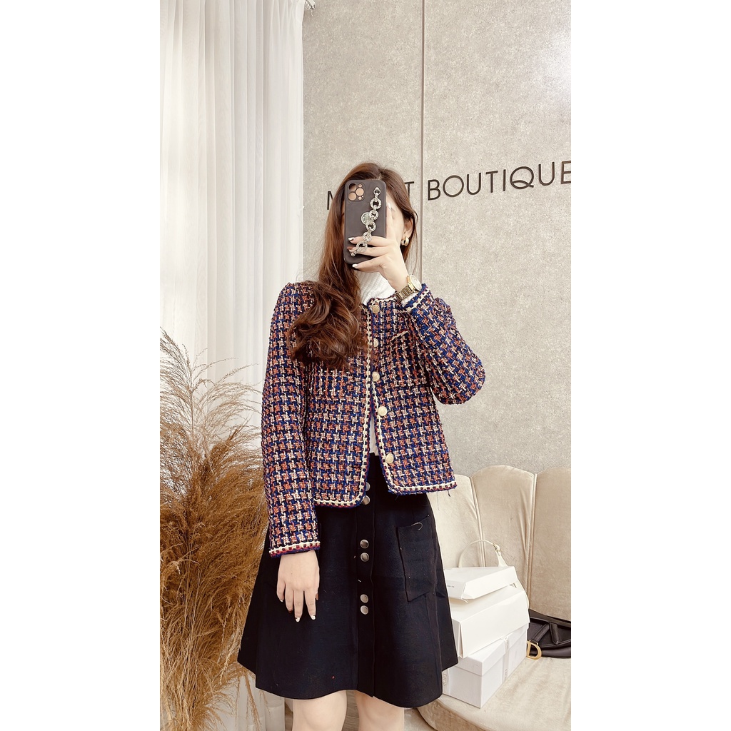 Áo dạ tweed kẻ thời trang nữ by Mullet