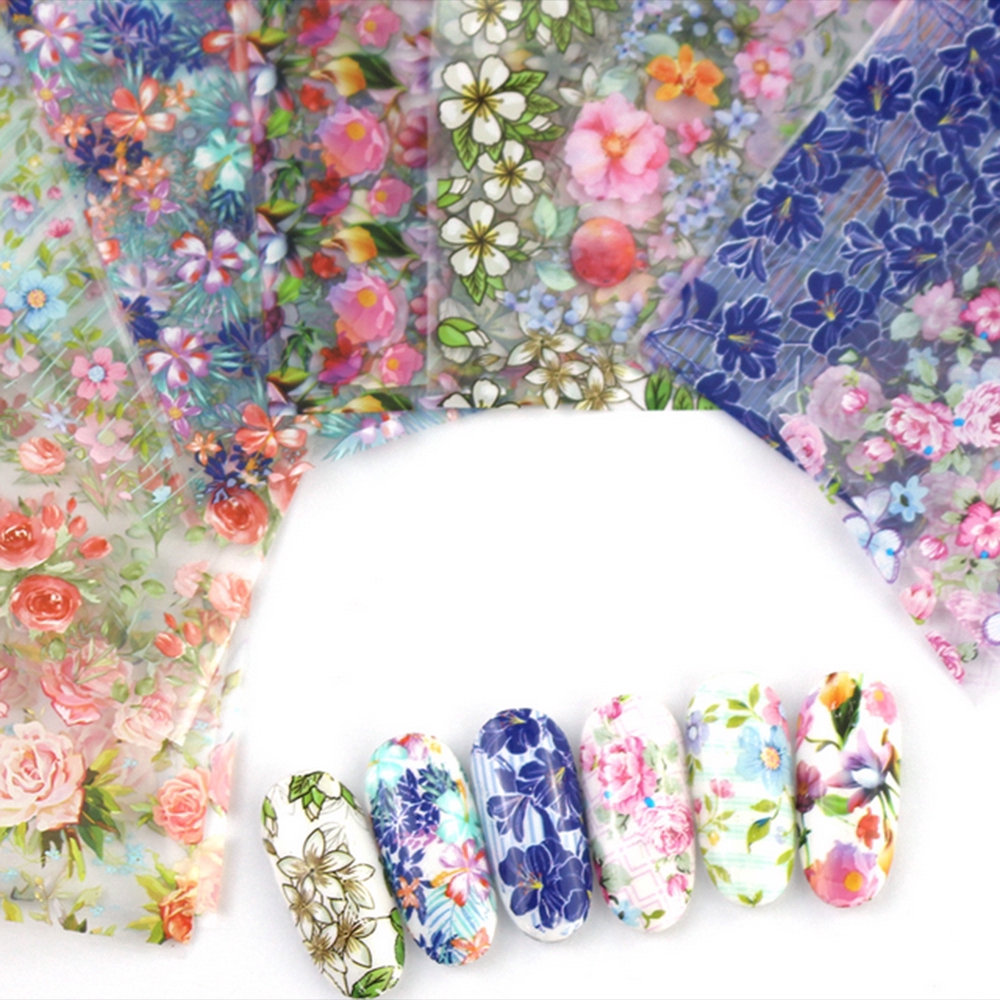 [Hàng mới về] Set 10 sticker trang trí móng nghệ thuật hình hoa đẹp mắt