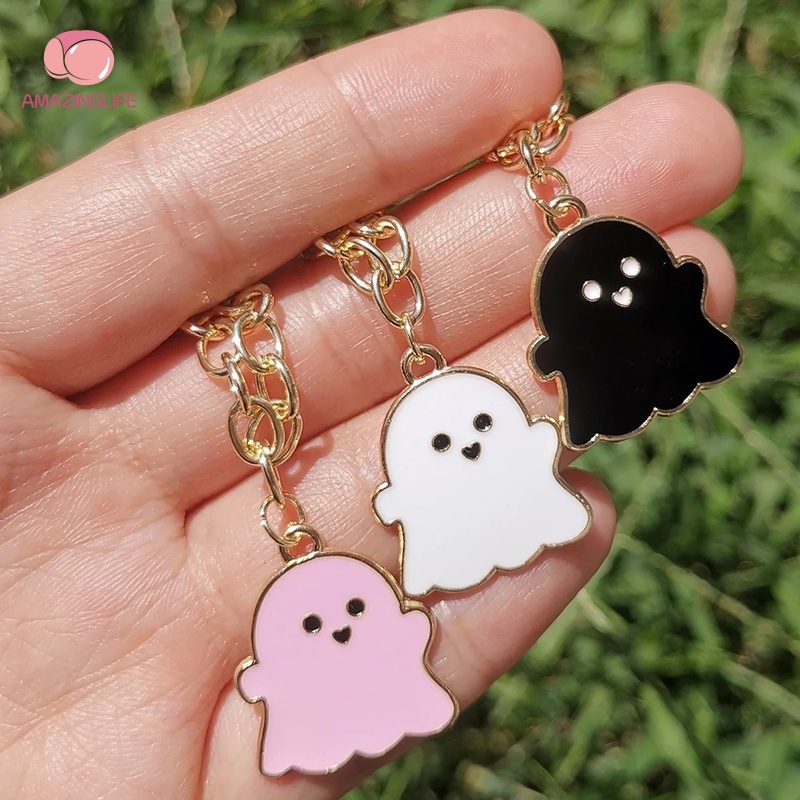 Dây Chuyền Kim Loại Mặt Hình Ma Hoạt Hình Đơn Giản Sáng Tạo