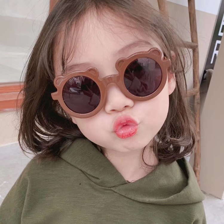 Kính râm trẻ em kính mát gọng tròn hình gấu dễ thương Dương kids