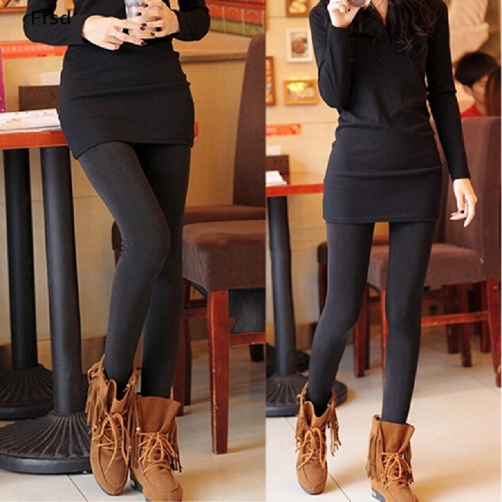 {Ffsd} Quần Legging Dày Ấm Áp Mùa Đông Lót Lông Cừu Co Giãn 6 Màu Thời Trang Bán Chạy