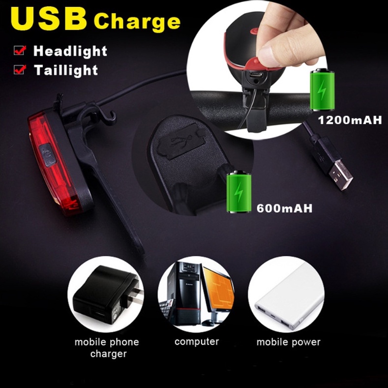 Đèn pin xe đạp siêu sáng chống nước IPX6 PACELINE 140db, hỗ trợ sạc USB