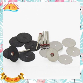 6 dĩa cưa cắt nhôm sắt và 6 đĩa cắt nhựa gỗ kèm 1  trục dùng cho máy khoan mài khắc mini