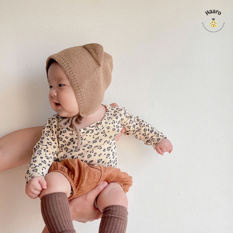 Mũ/nón len tai mèo buộc dây  mềm mại ấm áp cho bé yêu