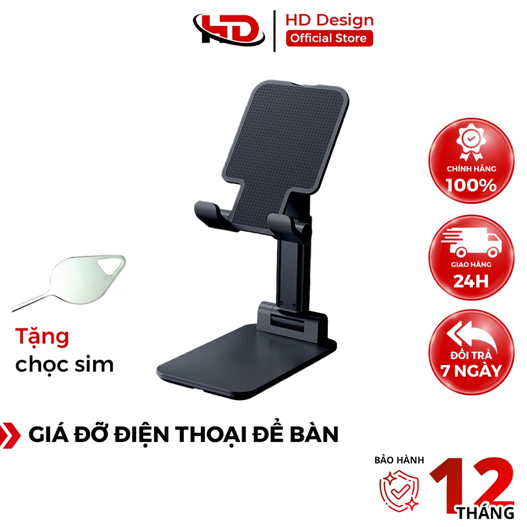 Giá Đỡ Điện Thoại Để Bàn Hỗ Trợ Học Tập, Xem Phim, Livestream - Chính Hãng HD DESIGN