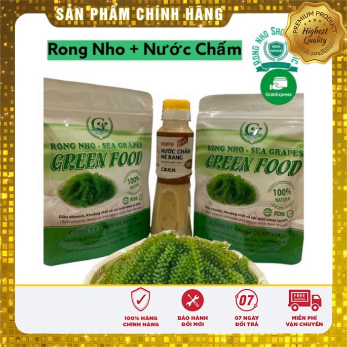 [Quà tặng là dây cột tóc] Rong nho Green food gói 100 gram cam kết chính hãng nở ra rong tươi giòn ngon