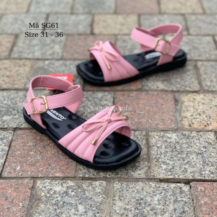 Sandal dép quai hậu bé gái Kento gắn nơ màu hồng duyên dáng và dễ thương cho trẻ em nữ 6 7 8 9 10 11 12 tuổi đi học SG61