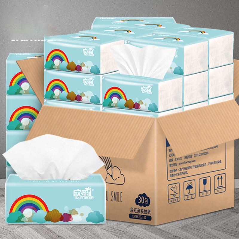 Giấy Ăn Cầu Vồng 3 Lớp Chiết Xuất Từu Bột Trúc Chuẩn Xinmier Siêu Dai Mềm 1 Gói