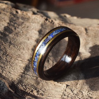 Nhẫn Gỗ Mun uốn cẩn đá Lapiz Lazuli