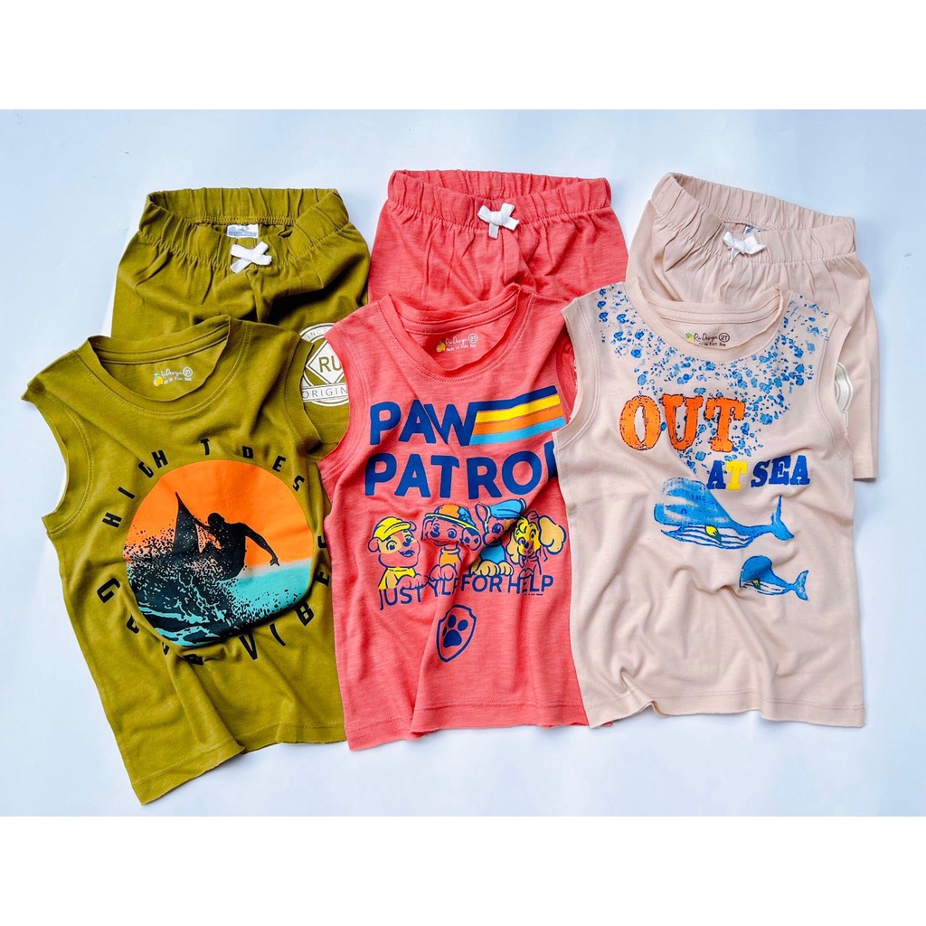 Bộ quần áo bé trai bé gái 1 đến 6 tuổi đồ bộ ba lỗ cho bé thun cotton cao cấp - STRB