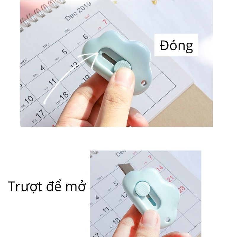 Dao rọc giấy mở gói hàng, phong thư, cắt giấy nắp trượt hình mây xinh xắn