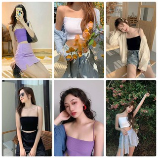 Áo 2 dây sợi bún ôm body sexy gợi cảm 3 màu tím/đen/trắng kèm ảnh, video thật