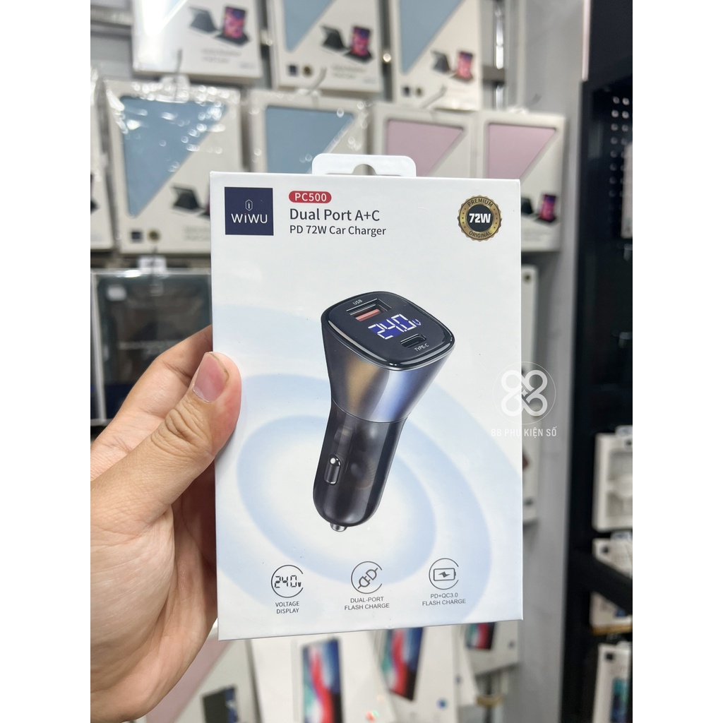 [Hàng Chính Hãng} Tẩu sạc trên oto công nghệ cao Wiwu PC500 sạc nhanh 72W