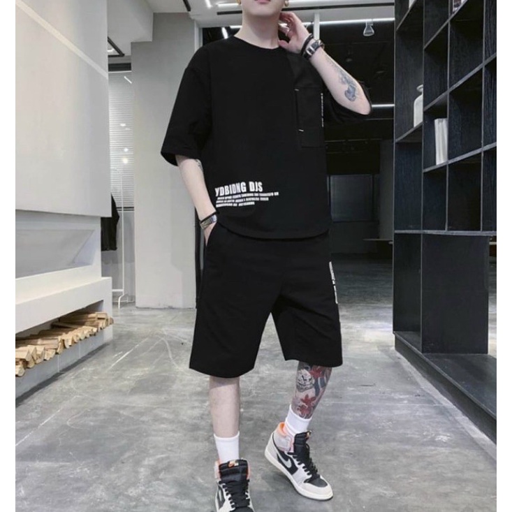 Set bộ in hình bò sữa nam nữ đồ quần áo thun tay lỡ kiểu short Unisex
