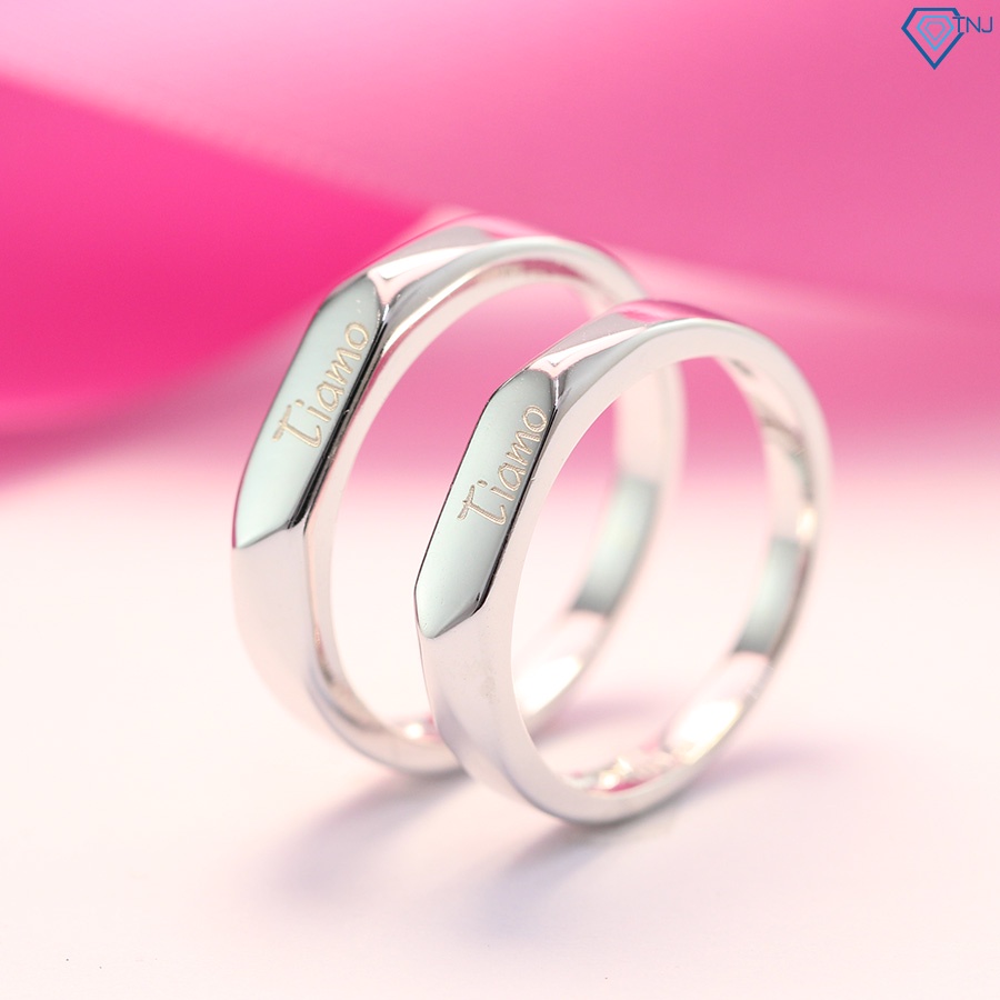 Nhẫn bạc đôi Tiamo trơn khắc tên theo yêu cầu ND0344 Trang Sức TNJ