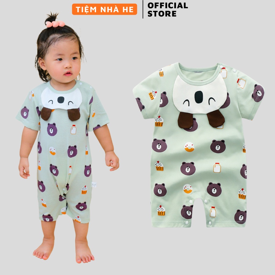 Bộ Body Cộc Tay Liền Thân Body Đùi Cho Bé Trai Bé Gái Chất Cotton Họa Tiết Cute FullSize 0-2 Tuổi