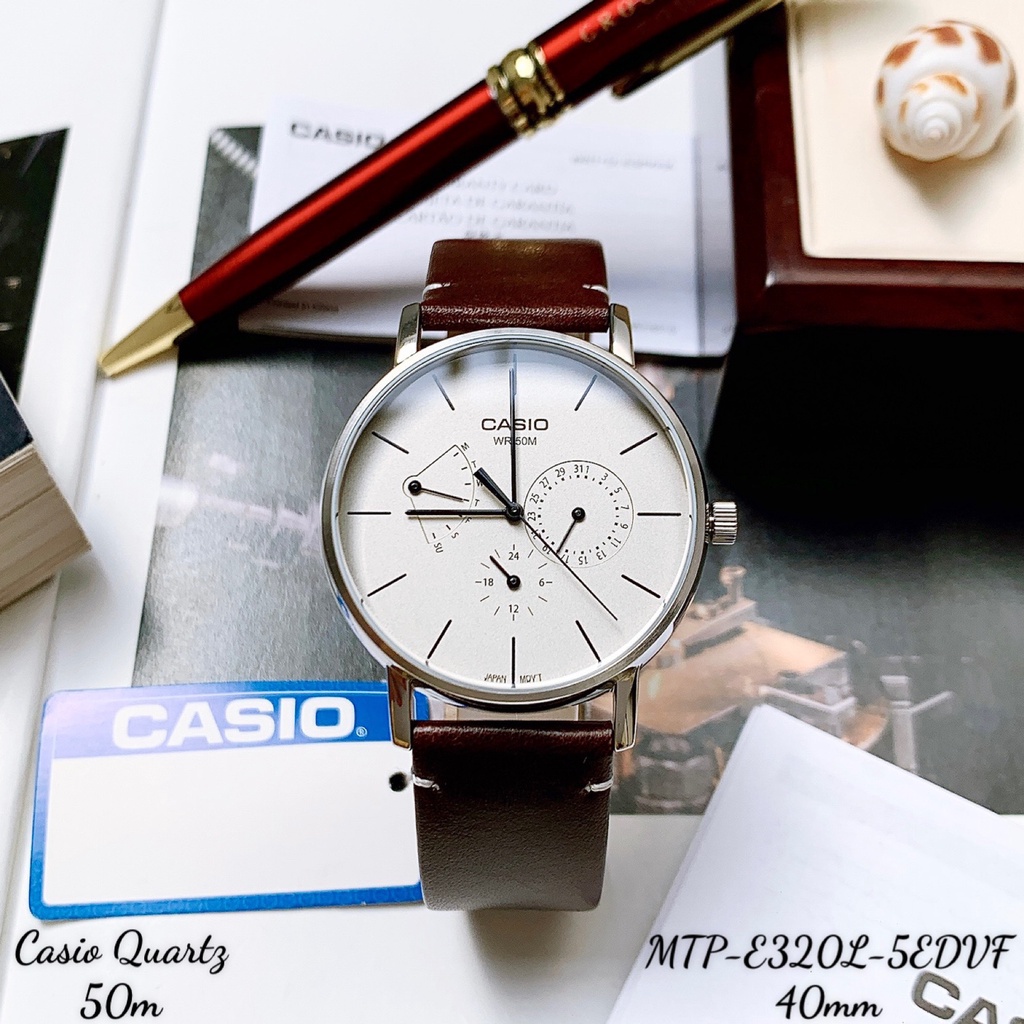 Đồng Hồ Nam Casio MTP-E320L-5EVDF Máy  Pin Pin Dây Da