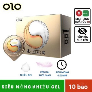 [CHÍNH HÃNG 100%] Bao cao su olo 0.01 siêu mỏng nhiều gel bôi trơn kéo dài thời gian 001mm - Hộp 10 bao - 1 TUYỆT PHẨM