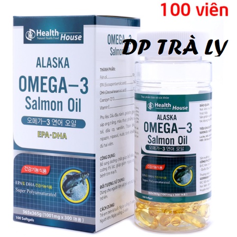 Dầu Cá ALASKA OMEGA 3 hỗ trợ hệ tim mạch, trí não, tăng cường thị lực, sáng mắt, giảm nguy cơ về tim mạch - Hộp 100 viên