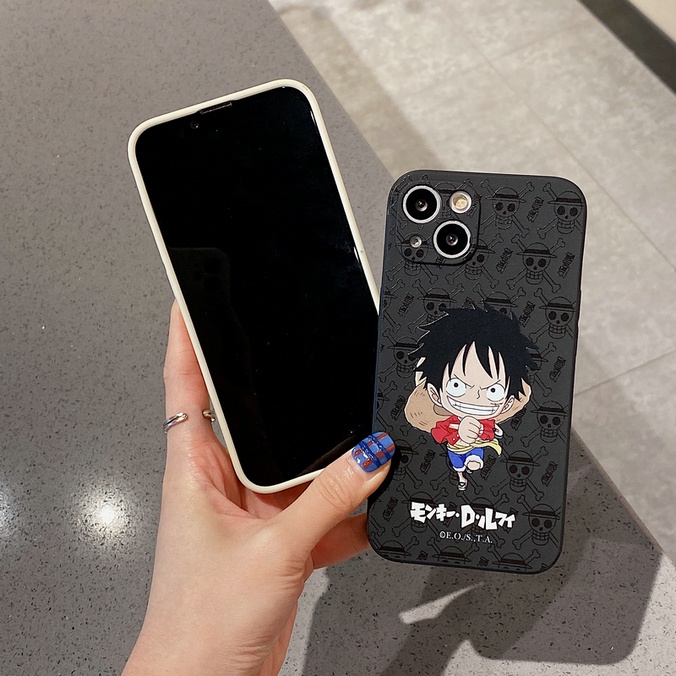 Xiaomi Mi 11 Lite Redmi 9T 9C 9A Note 10 10S 9 9S 8 7 Pro Cute Shading One Piece Luffy Shockproof Fine Hole Phone Case  DY 25
