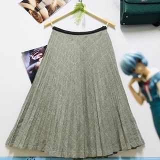 Chân váy midi TWO:C Nhật xếp ly caro nhí xịn sz S