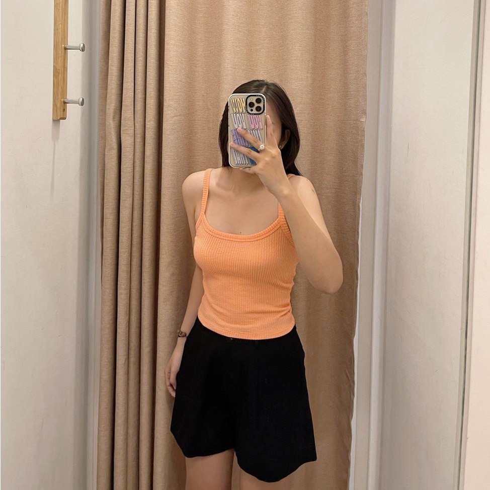 Áo F.21 croptop 2 dây thun gân nổi KAMI