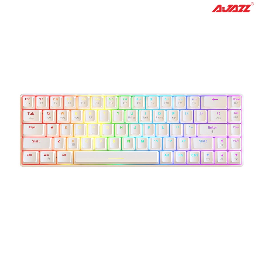 Bàn phím cơ Ajazz K685T White Hotswap Bluetooth 5.0 - Hàng chính hãng