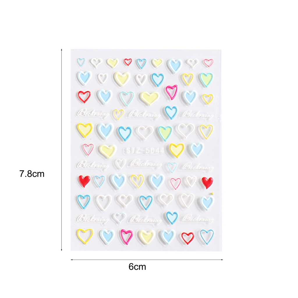 Miếng Dán Móng Tay 3D Bằng PET Chống Nước Họa Tiết Hoa Trái Tim Đơn Giản Sáng Tạo