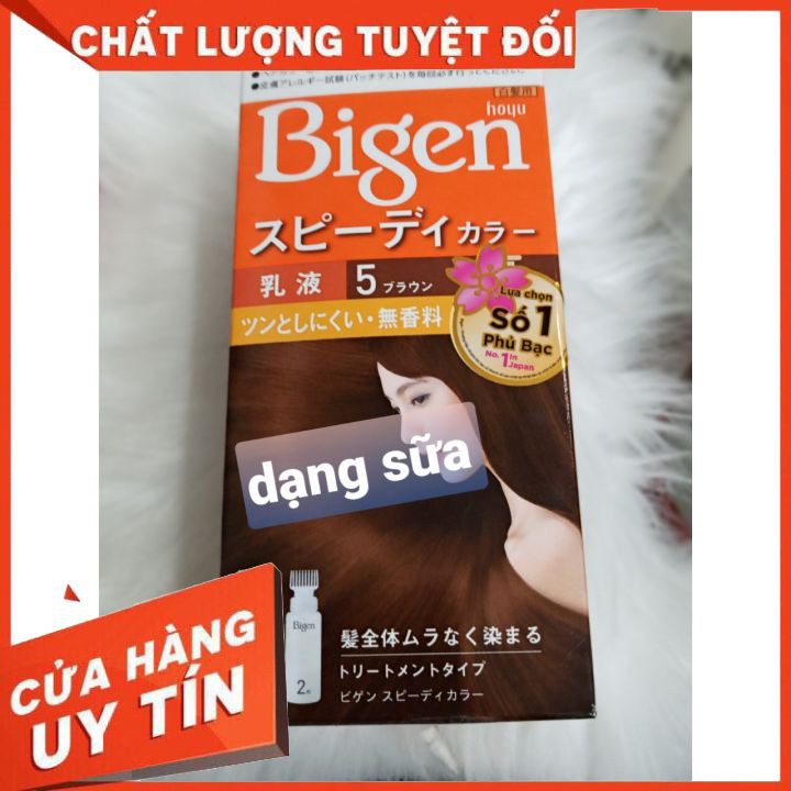 Chính Hãng Thuốc nhuộm tóc Bigen Nhật Speedy Color Cream HỒNG (kem) CAM (Sữa) phủ bạc 100% đều màu suôn mềm bóng mượt