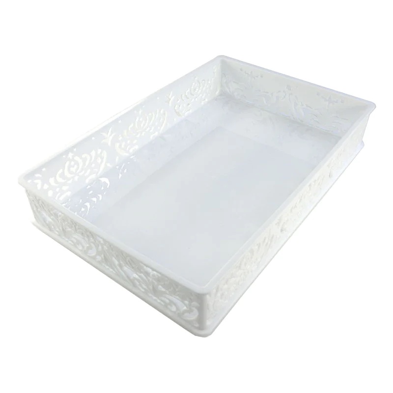 Daiso Khay Trắng Regaria Tray L White 25.3cm x 16.6cm x 4.6cm