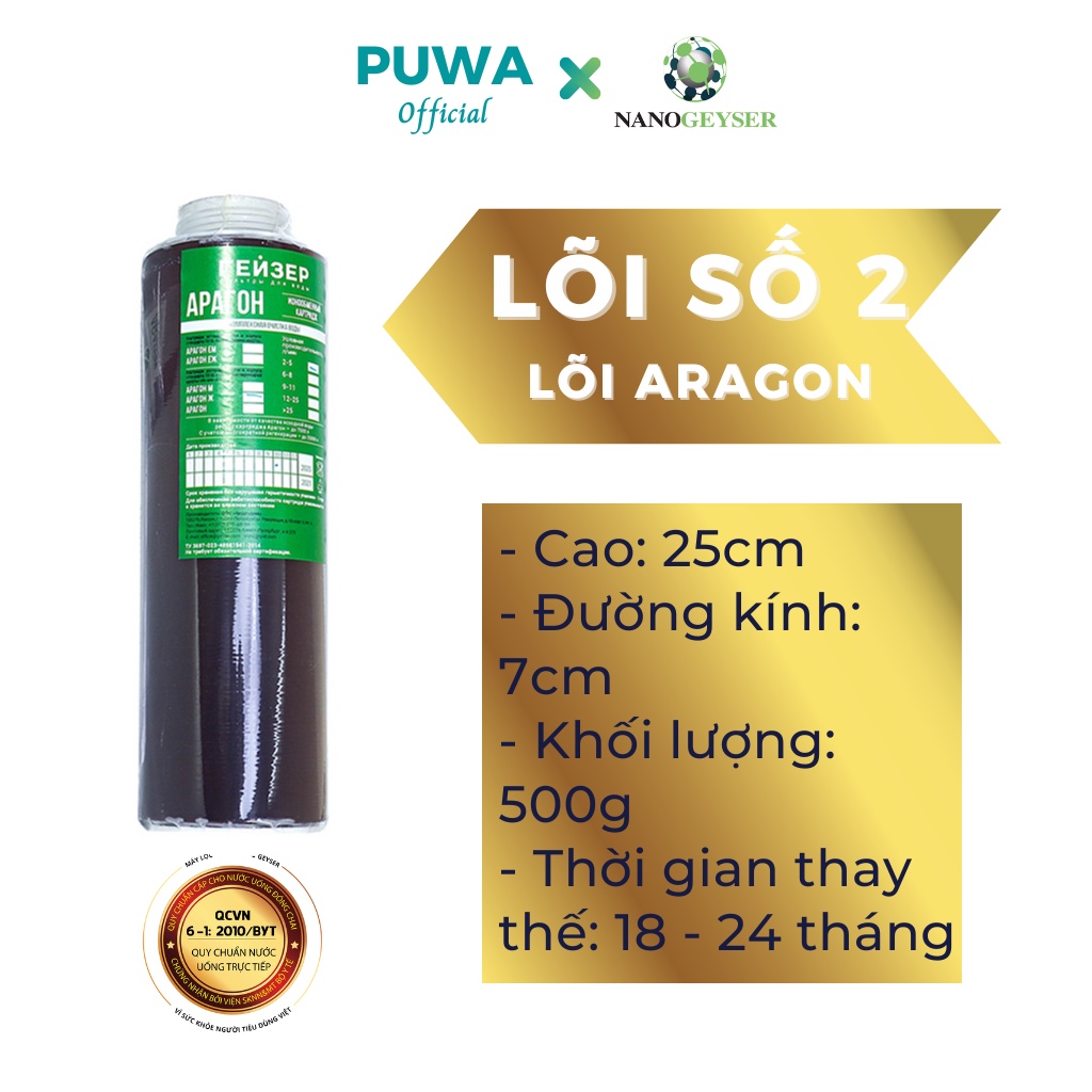 Bộ lõi máy lọc nước Ecotar 3, Ecotar 6, Nano Geyser, Bộ lõi lọc nước 123  gồm Ecotar Aragon CBC