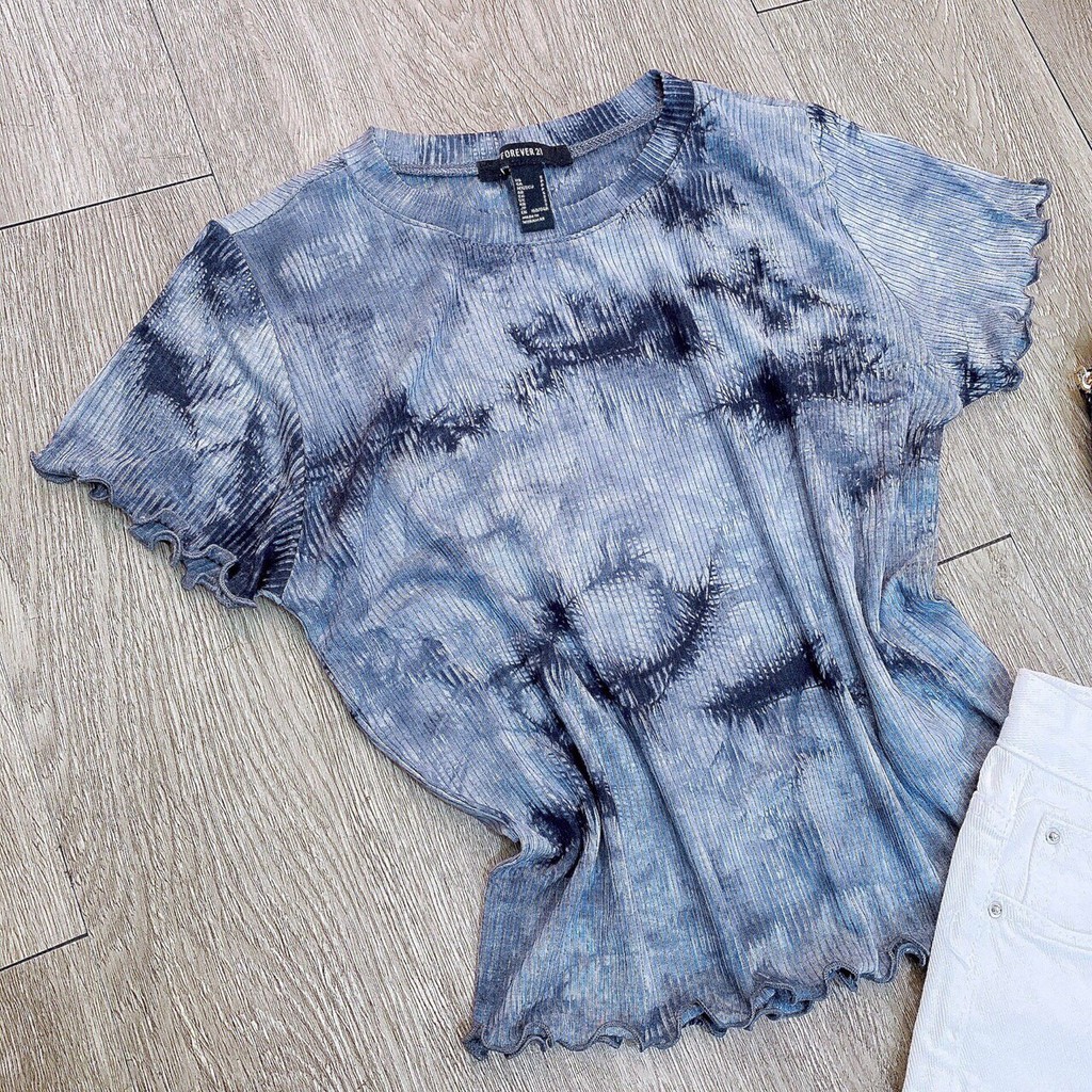 Áo croptop wash loan màu xám đen, forever21 vnxk | BigBuy360 - bigbuy360.vn