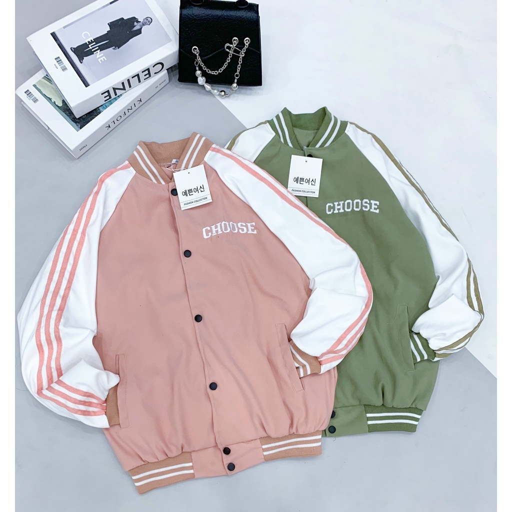 Áo Khoác Bomber Varsity Jacket Bóng Chày Thêu Chữ CHOOSE Chất Da Lộn Lót Dù Form Rộng Basic Nam Nữ Unisex Couple Ulzzang