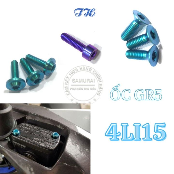 Ốc GR5 4li15 đầu dù, đầu trụ, dẹp âm gắn các vị trí khác cùng kích thước cho nhiều dòng xe ( giá 1 con )