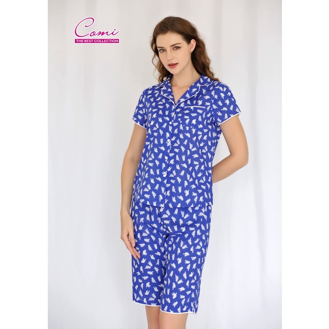 Bộ lửng nữ mặc nhà ngắn tay chất cotton kate 1886 Comi Homewear M-L-XL