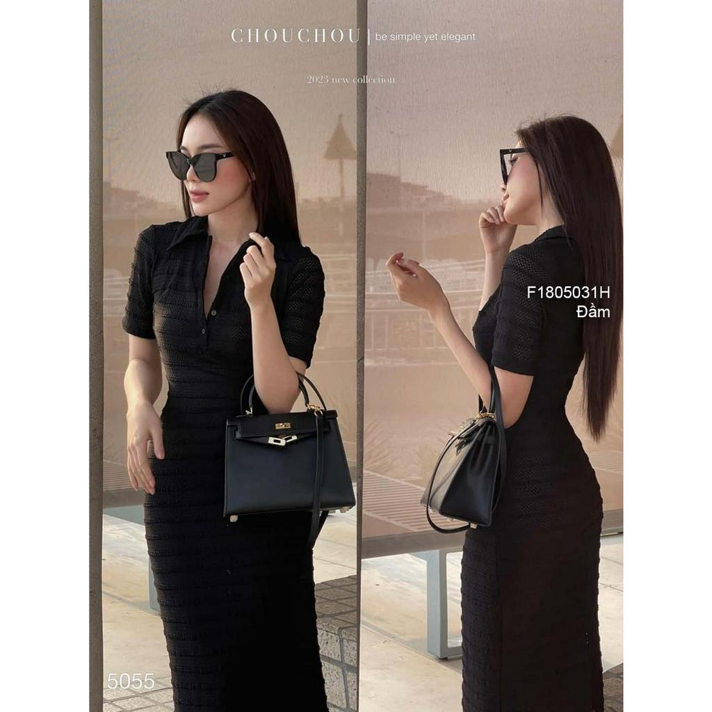 Đầm body dáng dài cổ bẻ tay con