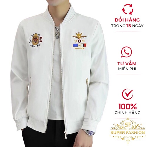 Áo khoác dù bober nút cài nam nữ GC1923 hai lớp họa tiết thêu- SUPER FASHION