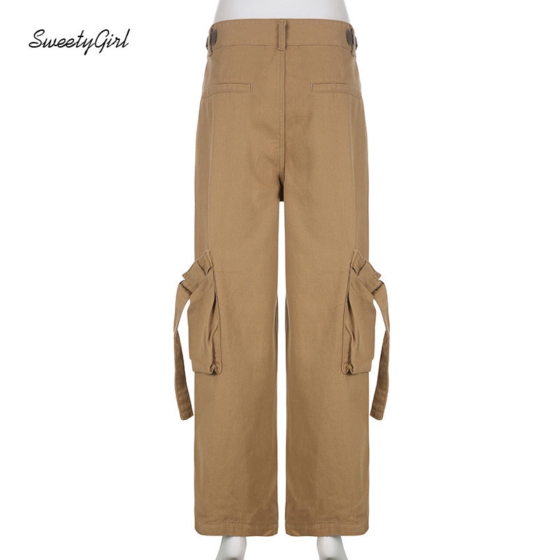 Quần Kaki Dài Lưng Thấp Dáng Rộng Màu Trơn Thời Trang 2022 Cho Nữ