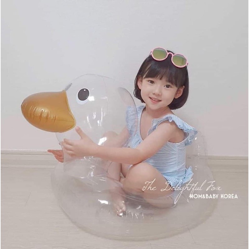 Phao bơi cho bé - vịt tròn trong suốt cute, có ghế lót xỏ chân và loại tròn phù hợp với các bé 1 - 8 tuổi