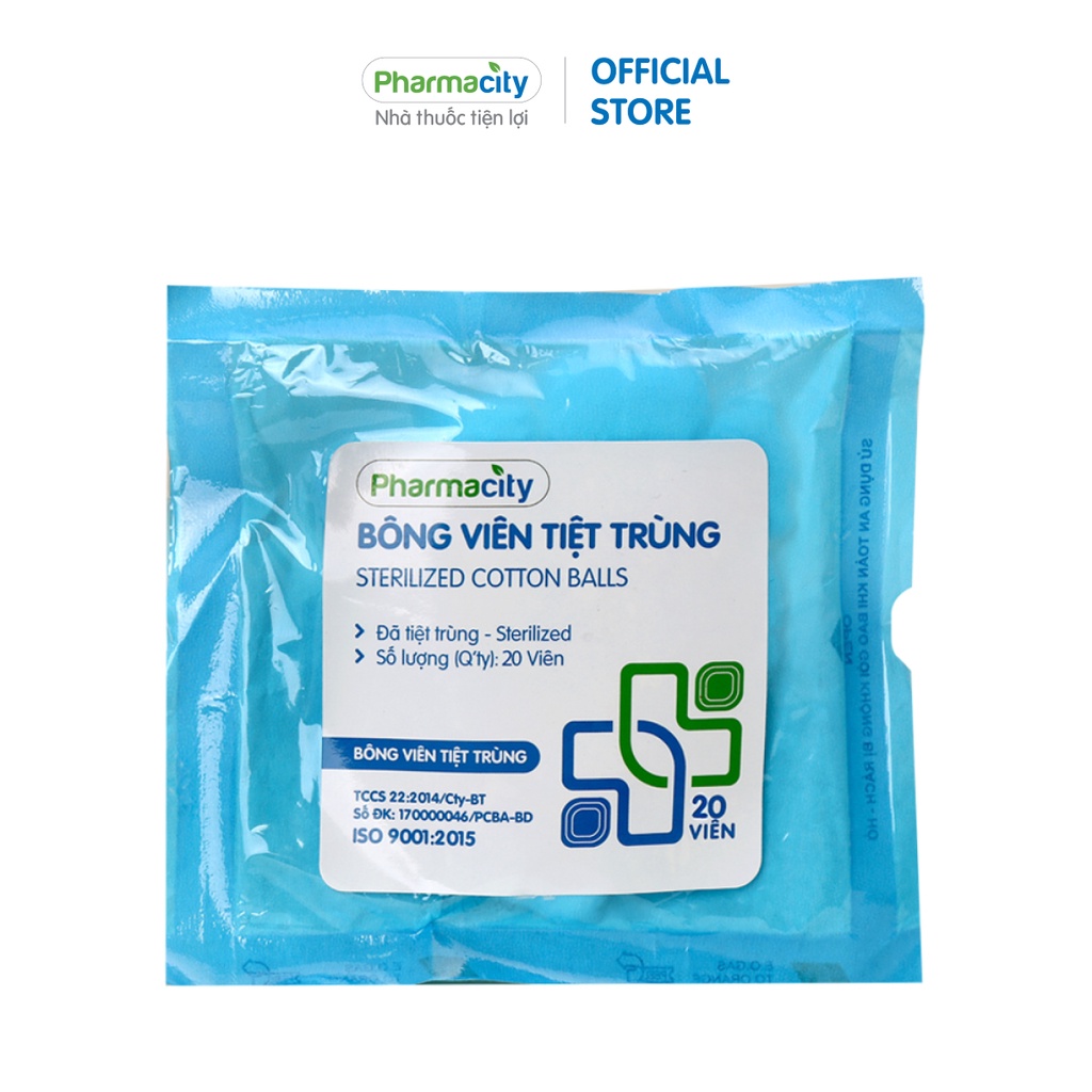 Bông viên tiệt trùng Pharmacity 2 x 2cm