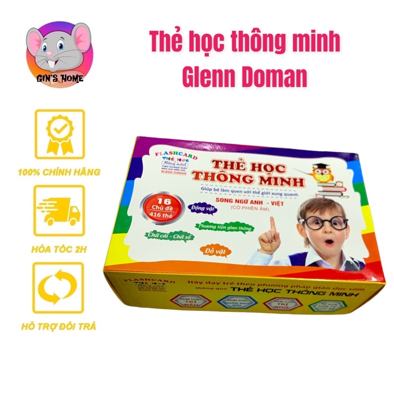 Thẻ học thông minh cho bé theo phương pháp giáo dục sớm Glenn Doman, flashcard song ngữ Việt-Anh 16 chủ đề 416 thẻ
